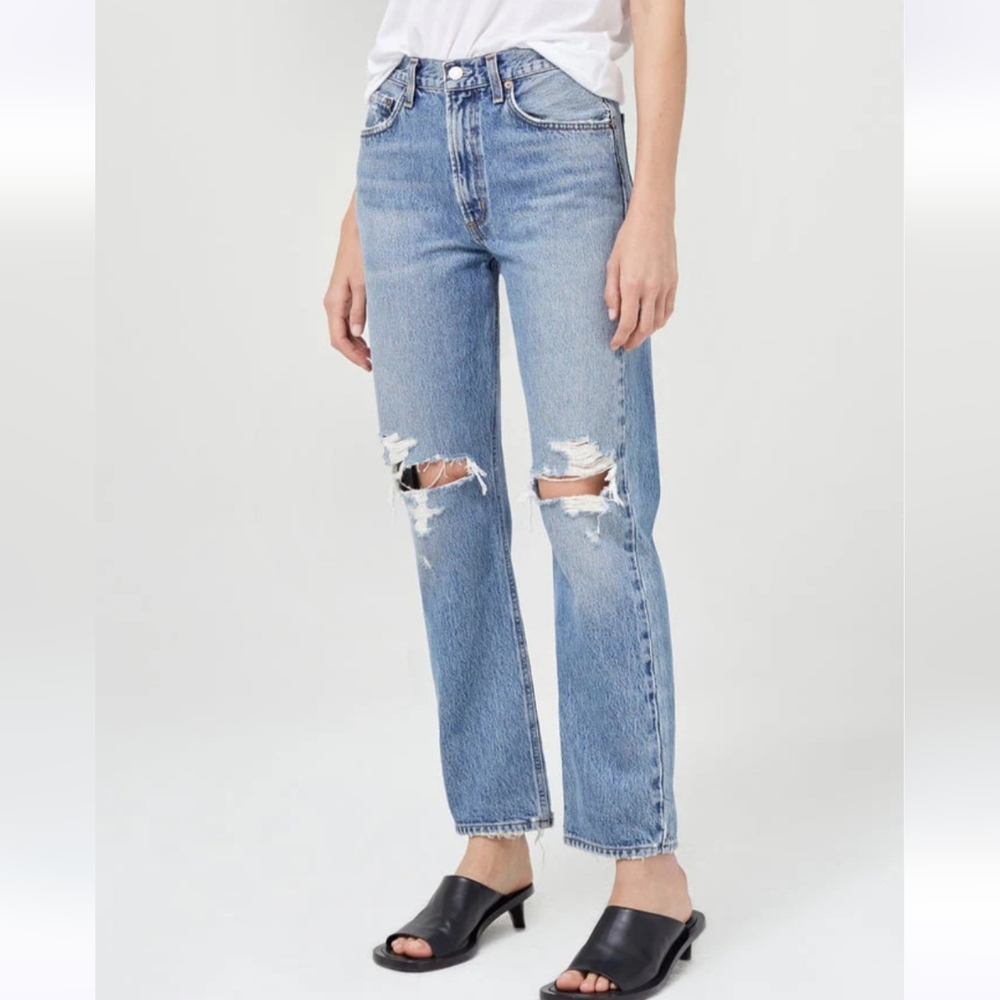 AGOLDE Mia Straight Leg Jeans – Distressed | 100% Organic Cotton